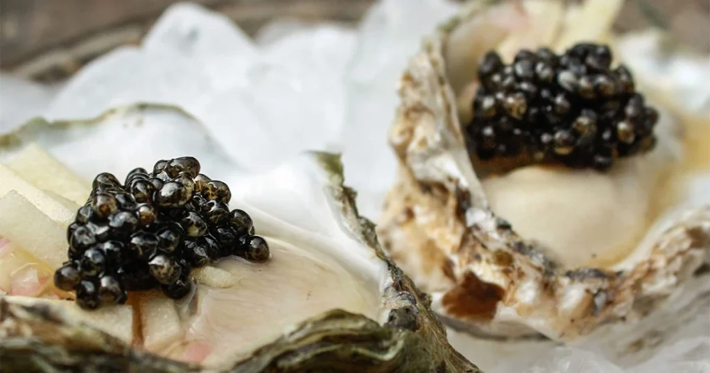 Recipe for oysters Chervil Mignonette and Beluga Caviar